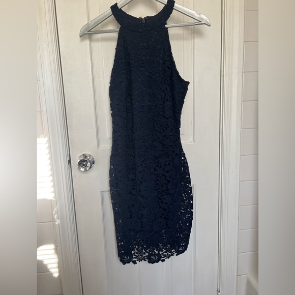 Love Poem Navy Blue Lace Mini Dress - Picture 5 of 8